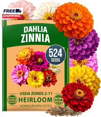 Zinnia Dahlia Seeds Pack for 2026 Non GMO 524 Flower Seeds Vibrant Zinnia Elegan