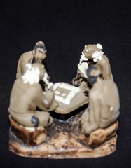 3.5″L x 3.5″W x 2.5″H Four Old Men Playing Board Game Mudmen Bonsai Figurine