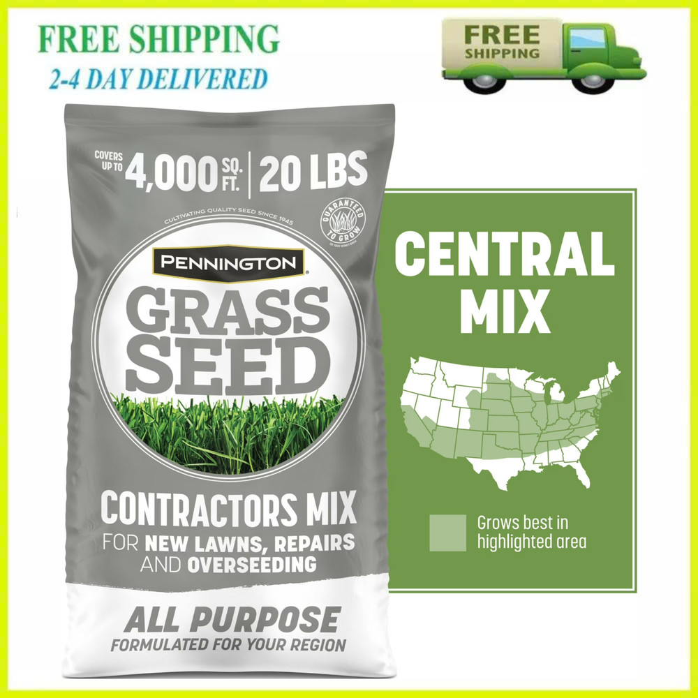 Pennington Contractors Central Zone Grass Seed Mix Sun Partial Shade 20 lb – New