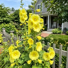 100 Yellow Hollyhock Seeds Nature Inspired Landscape – for Garden Borders
