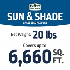 Expert Gardener Sun & Shade Southern Grass Seed Mix Sun to Partial Shade 20 lb