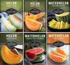Melon Seeds for Planting Variety Pack – 6 Heirloom Cantaloupe, Honeydew & Waterm