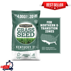 Pennington Kentucky 31 Tall Fescue Grass Seed, Sun & Shade, Durable Lawn, 20 lbs