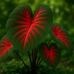 Vibrant Heart’s A’Fire Caladium Bulbs – Perfect for Full Sun and Garden Elegance