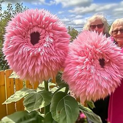 50pcs Rare Pink Giant Teddy Bear Sunflower Seeds – Unique Fluffy Blooms